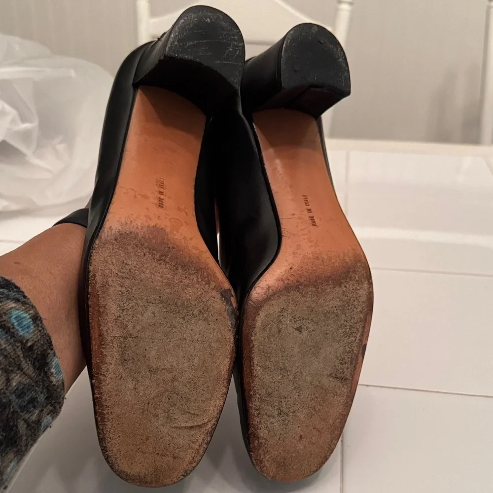Salvatore Ferragamo Black Leather Loafers with Silver Accent size 10